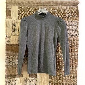 🩶🩶 NWT J Crew gray sparkly puff-sleeve turtleneck tissue tee sz S